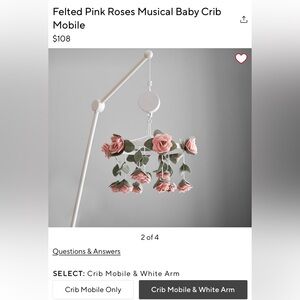 Pottery barn kids white mobile arm and floral mobile